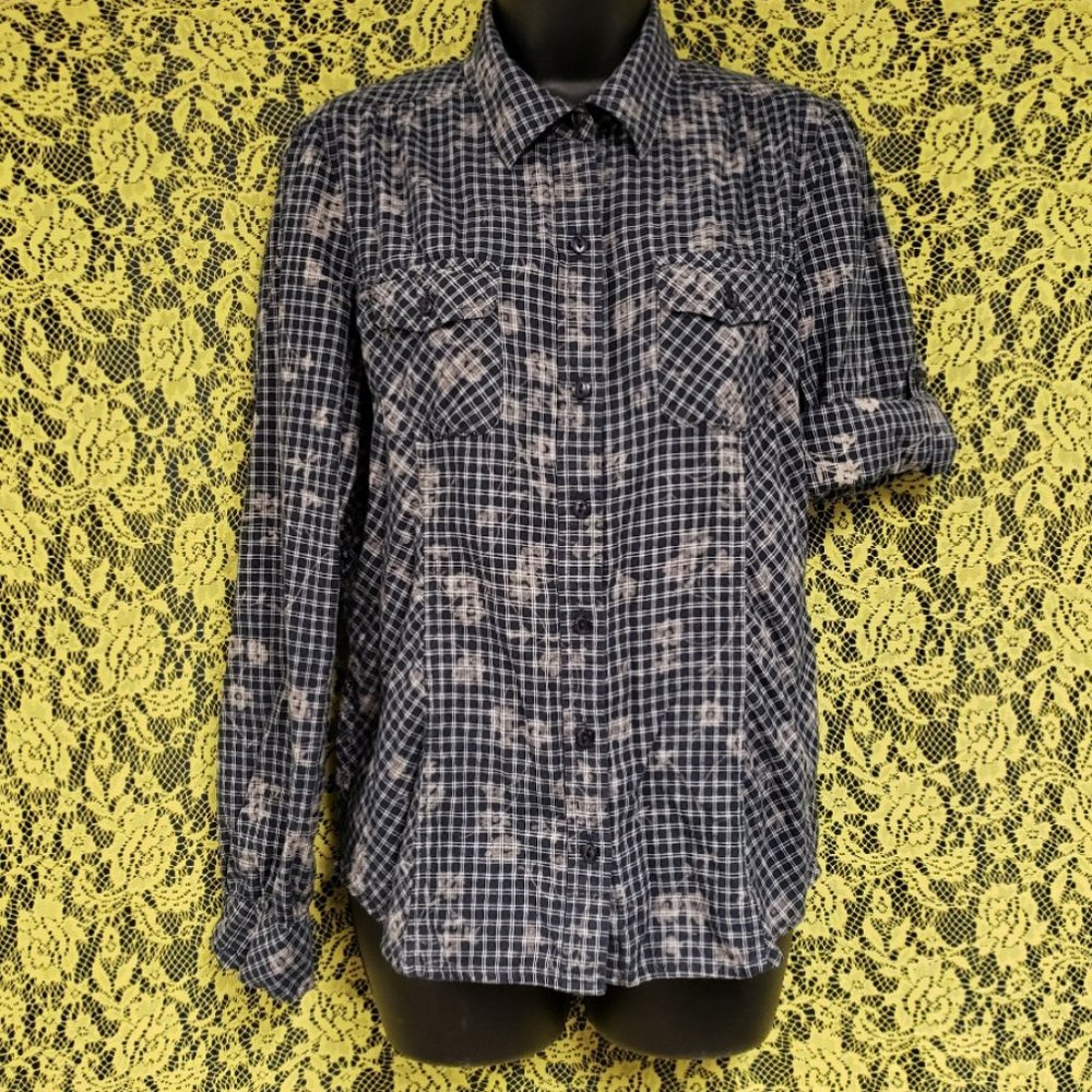 Lucky Brand Plaid Floral Print Flannel